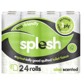 Splesh Toilet Roll Soft & Quilted 3-Ply AloeVera Scented Toilet Tissue, 24 Rolls